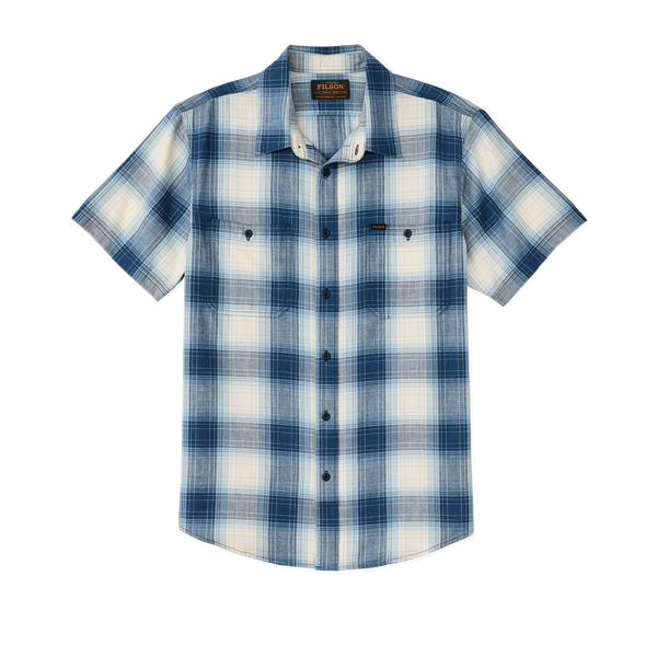 filson Short Sleeve Chambray Shirt Indigo Plaid