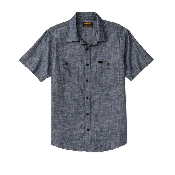 filson Short Sleeve Chambray Shirt Rinse Indigo