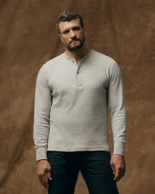 filson Waffle Knit Henley Light Heather Gray