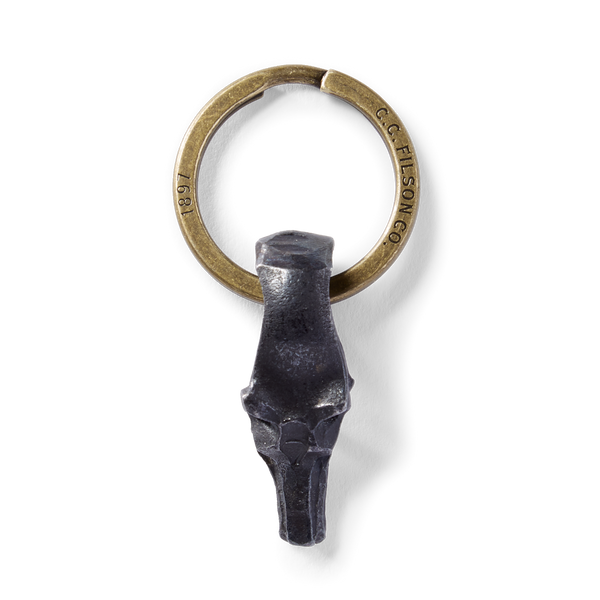 Filson Wolf Head Short Key Fob Steel