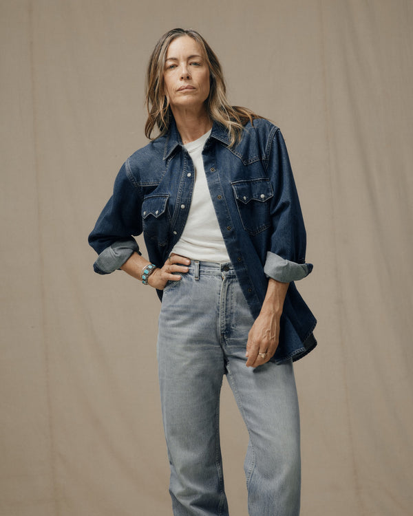 Filson Women's Denim Western Shirt Medium Indigo