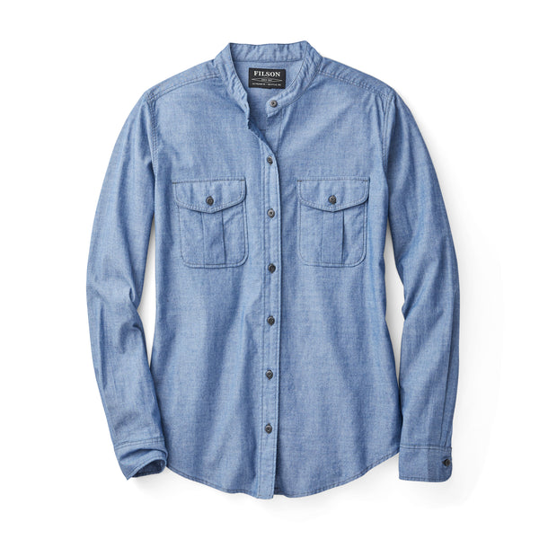 filson Women's Kadin Island Shirt Indigo Chambray