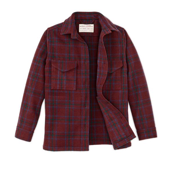 Filson Women's Wool Jac-shirt Deep Red Blue Green