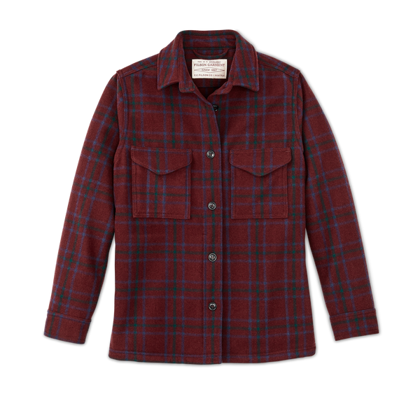 filson Women's Wool Jac-shirt Deep Red Blue Green