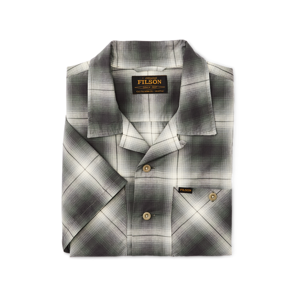 Filson Greenwood Short Sleeve Camp Shirt Olive / Beige Ombre