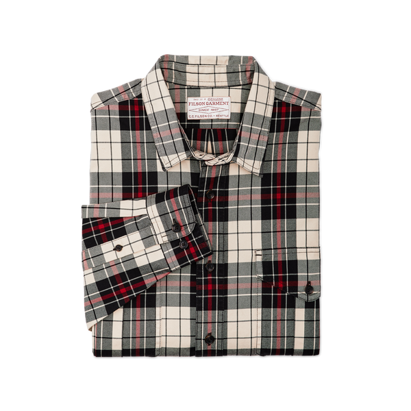 Filson Lightweight Alaskan Guide Shirt Off White Black Red