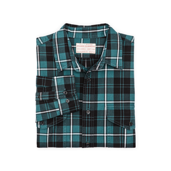 Filson Lightweight Alaskan Guide Shirt Petrol / Black / White Plaid