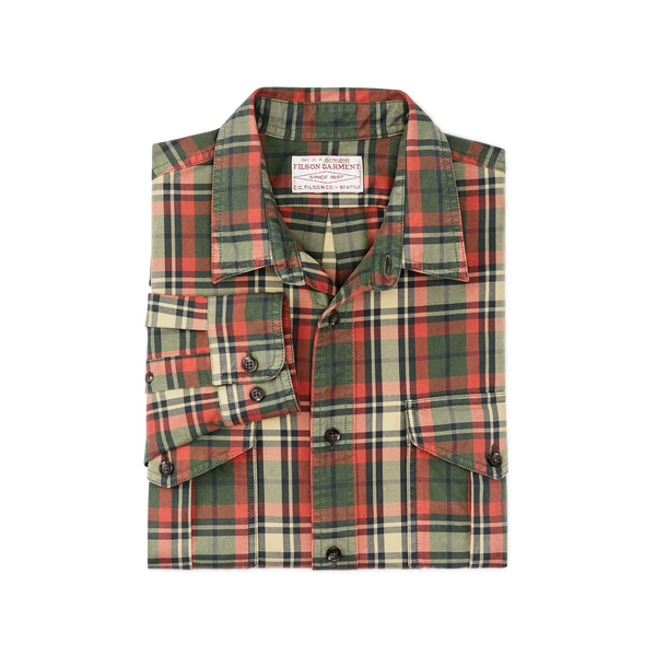 Filson Lightweight Alaskan Guide Shirt Silver Pine / Burnt Red Plaid