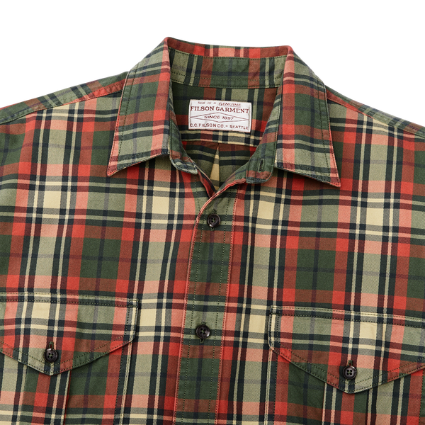 Filson Lightweight Alaskan Guide Shirt Silver Pine / Burnt Red Plaid