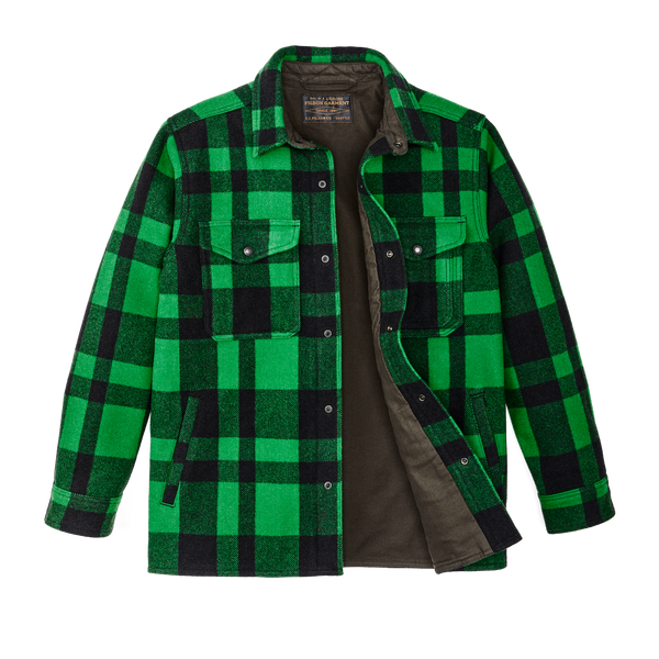 Filson Lined Mackinaw Wool Jac Shirt Acid Green / Black Heritage Plaid X
