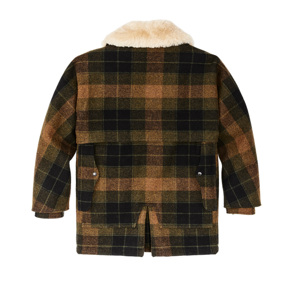 Filson Lined Mackinaw Wool Packer Coat Loden Heather Plaid