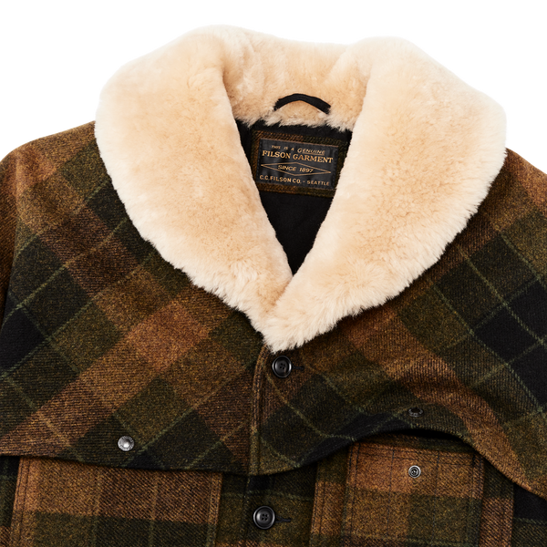 Filson Lined Mackinaw Wool Packer Coat Loden Heather Plaid