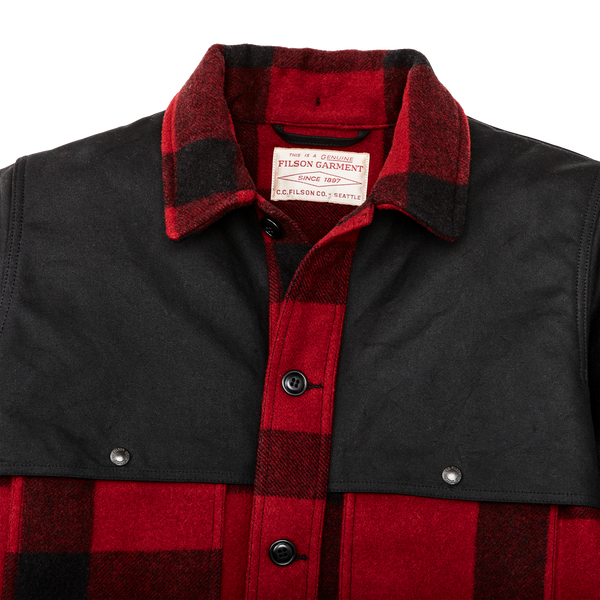 Filson Mackinaw Wool Double Coat Red Black Classic Plaid