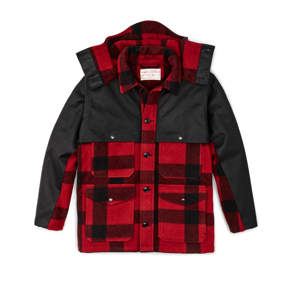 filson Mackinaw Wool Double Coat Red Black Classic Plaid