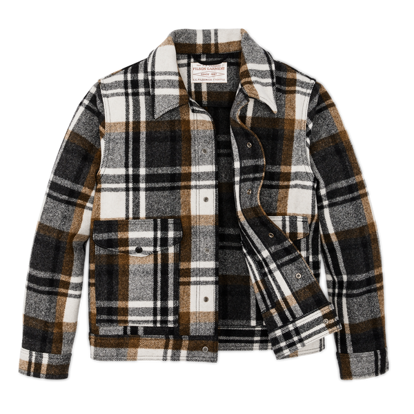 Filson Mackinaw Wool Work Jacket Blue Coal / Copper Heather Plaid