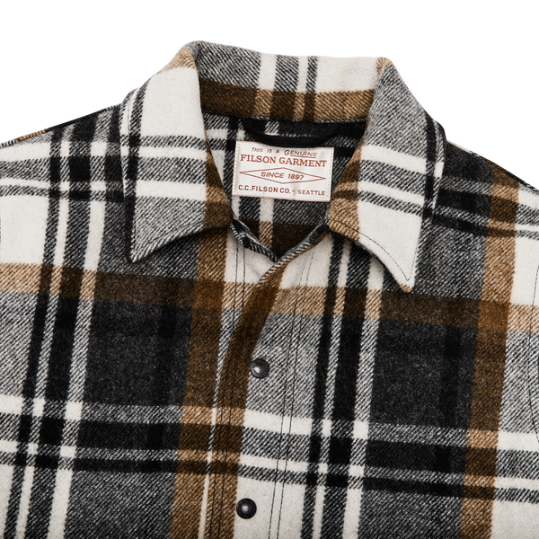Filson Mackinaw Wool Work Jacket Blue Coal / Copper Heather Plaid