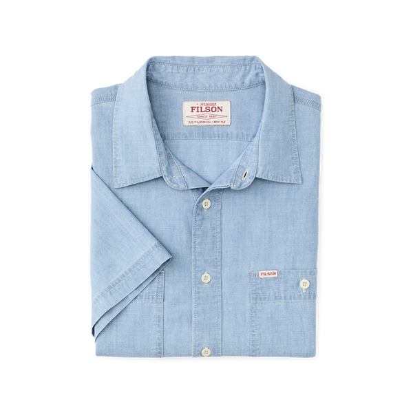 Filson Short Sleeve Chambray Shirt Light Indigo Chambray