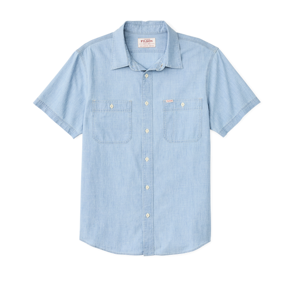 filson Short Sleeve Chambray Shirt Light Indigo Chambray