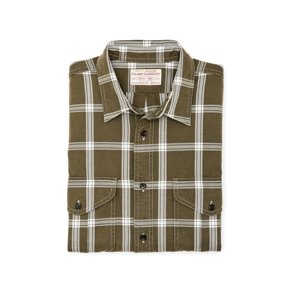 Filson Short Sleeve Lightweight Alaskan Guide Shirt Green / White Plaid
