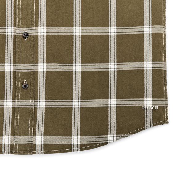 Filson Short Sleeve Lightweight Alaskan Guide Shirt Green / White Plaid