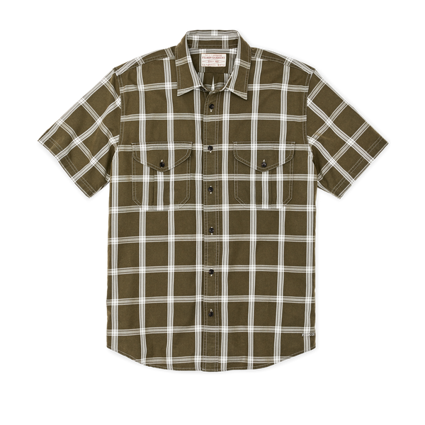 filson Short Sleeve Lightweight Alaskan Guide Shirt Green / White Plaid