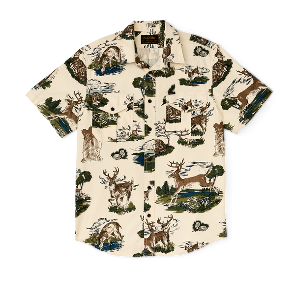 filson Short Sleeve Lightweight Alaskan Guide Shirt Vintage White / Deer