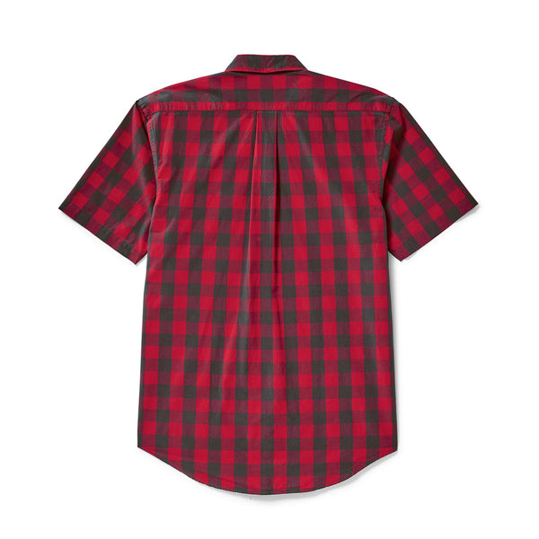 Filson Sutter Sport Short Sleeve Shirt Dark Brown / Scarlet Plaid