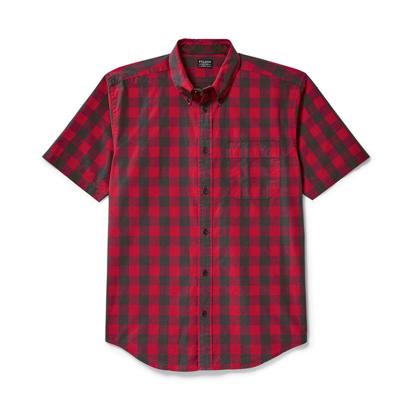 filson Sutter Sport Short Sleeve Shirt Dark Brown / Scarlet Plaid