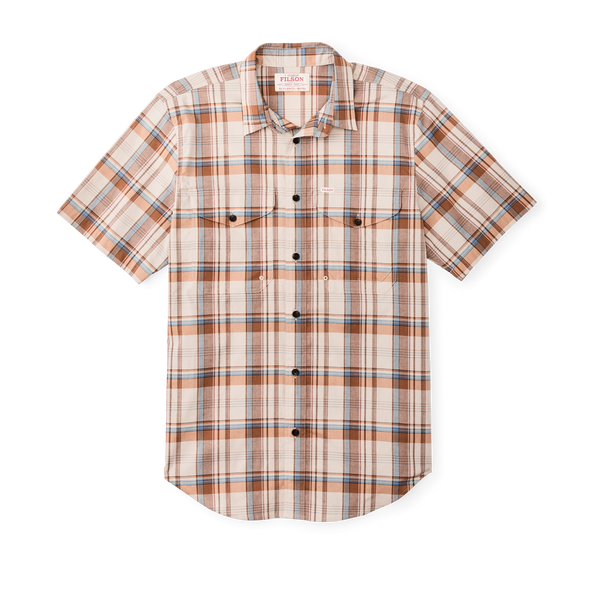 filson Twin Lakes Short Sleeve Sport Shirt Beige / Rust Plaid