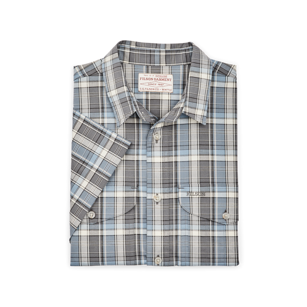 Filson Twin Lakes Short Sleeve Sport Shirt Gray / Blue / Cream Plaid