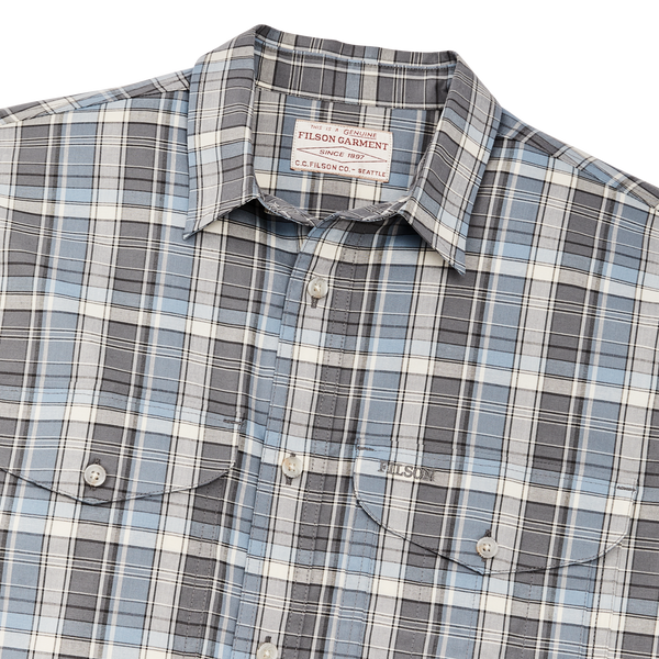 Filson Twin Lakes Short Sleeve Sport Shirt Gray / Blue / Cream Plaid