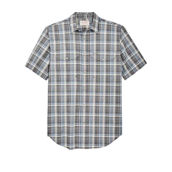filson Twin Lakes Short Sleeve Sport Shirt Gray / Blue / Cream Plaid