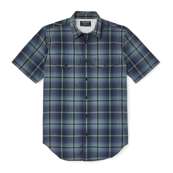filson Twin Lakes Short Sleeve Sport Shirt Navy/grey Plaid