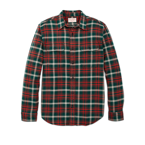filson Vintage Flannel Work Shirt Green / Red / White Plaid