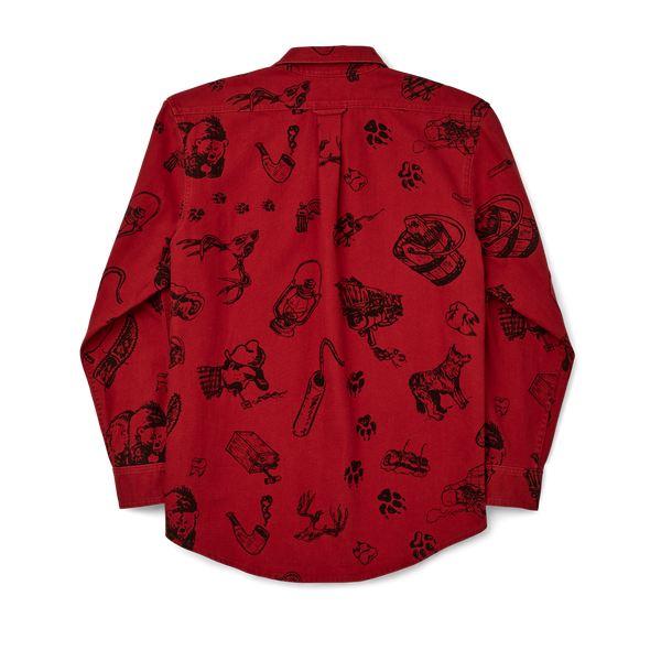 Filson Vintage Wash Alaskan Guide Shirt Yukon Route Print