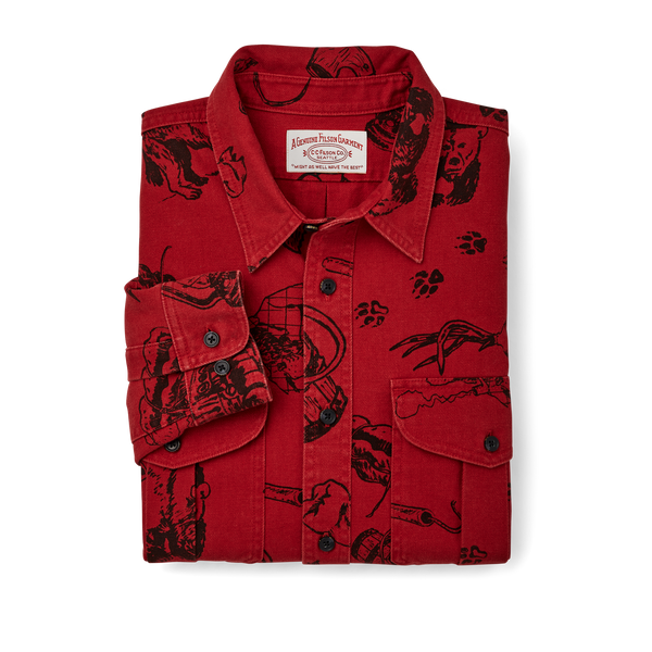 Filson Vintage Wash Alaskan Guide Shirt Yukon Route Print