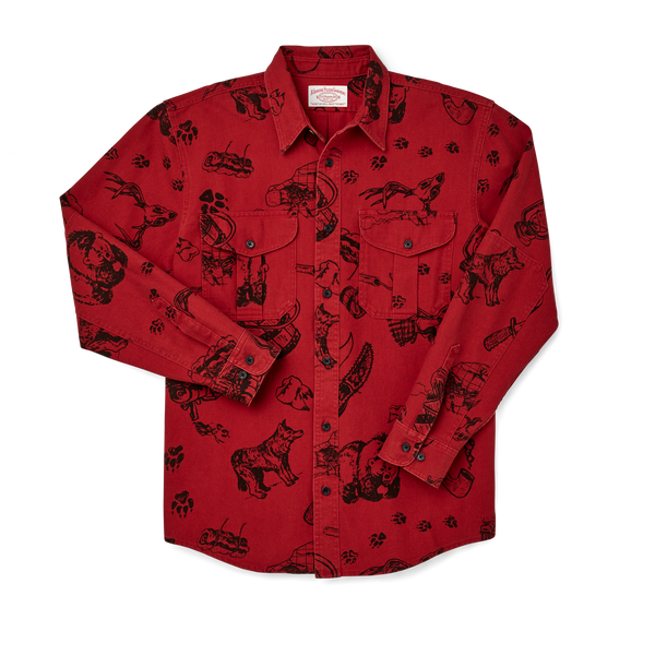 filson Vintage Wash Alaskan Guide Shirt Yukon Route Print