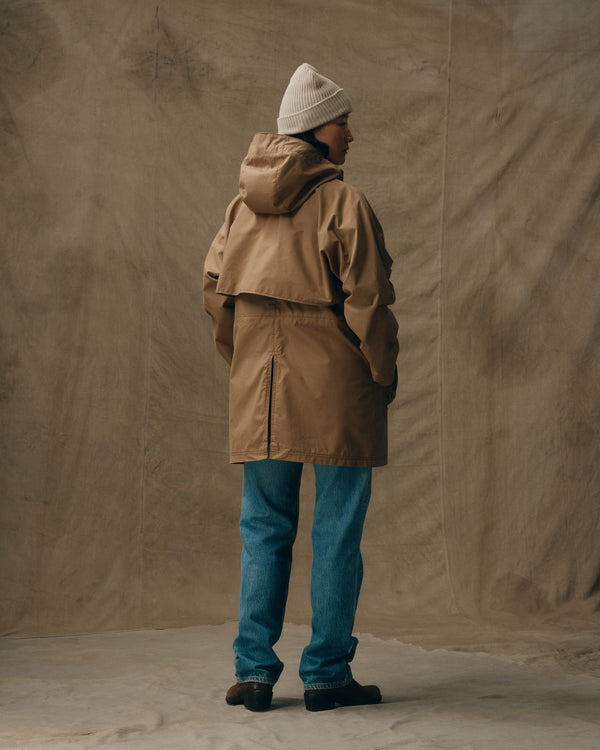 Filson Women's Aviator Cloth Long Raincoat Dark Tan