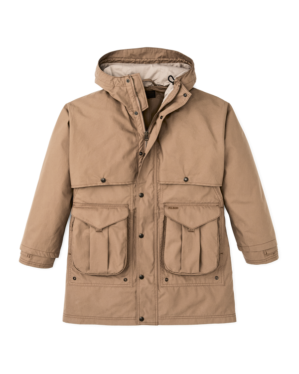 Filson Women's Aviator Cloth Long Raincoat Dark Tan