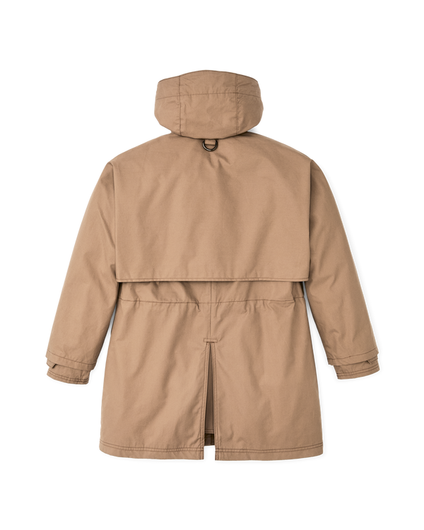 Filson Women's Aviator Cloth Long Raincoat Dark Tan