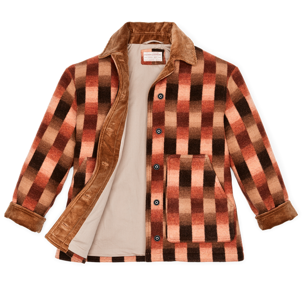 Filson Women's Blanket Wool Barn Coat Sunset Ombre Plaid