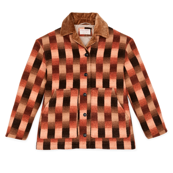 filson Women's Blanket Wool Barn Coat Sunset Ombre Plaid