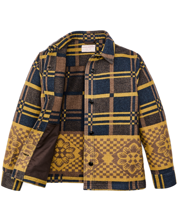 Filson Women's Blanket Wool Overshirt Flower Blanket Plaid / Bronze Brown