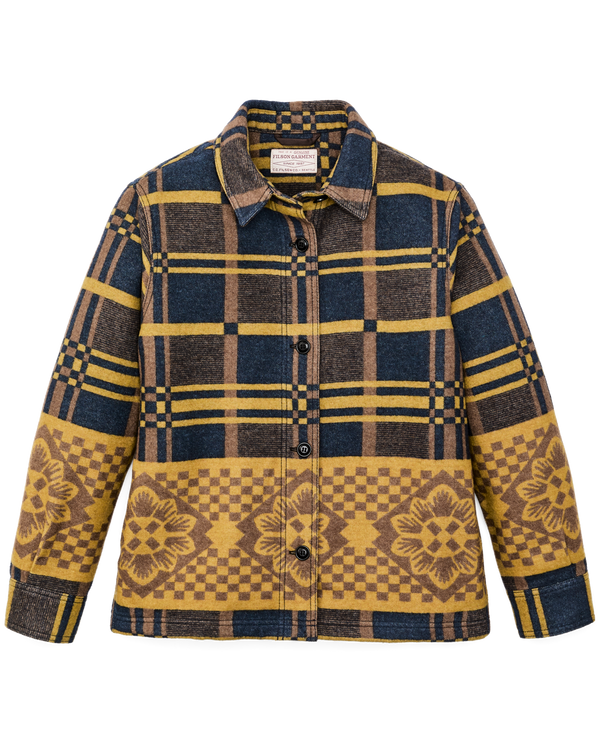 filson Women's Blanket Wool Overshirt Flower Blanket Plaid / Bronze Brown