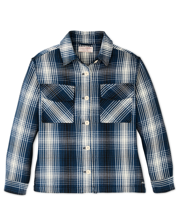 Filson Women's Deer Island Jac-shirt Cobalt / Natural Shadow Plaid
