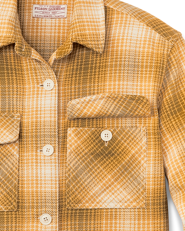 Filson Women's Deer Island Jac-shirt Ochre / Cream Plaid