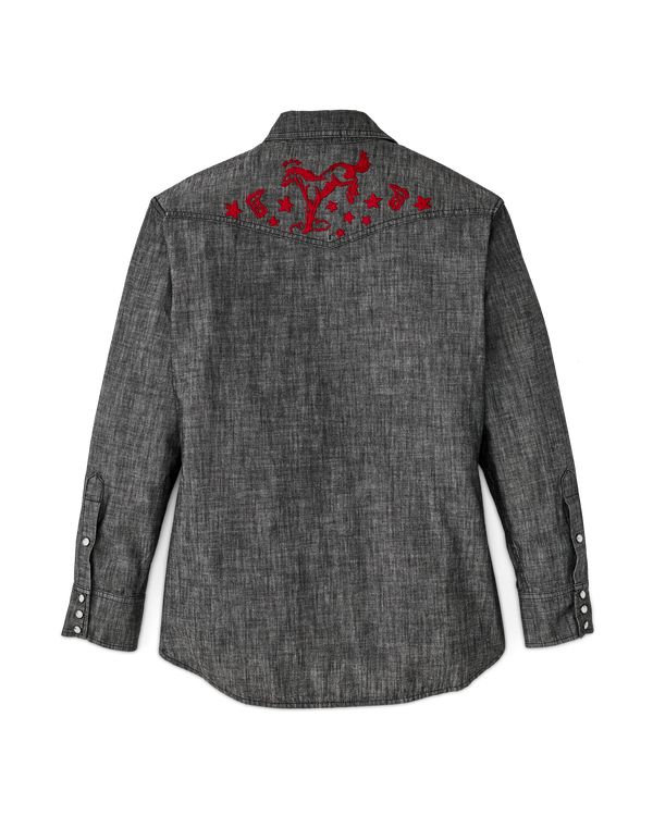 Filson Women's Embroidered Western Shirt Black Chambray / Western