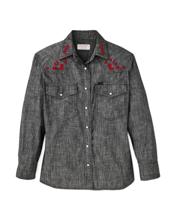 filson Women's Embroidered Western Shirt Black Chambray / Western