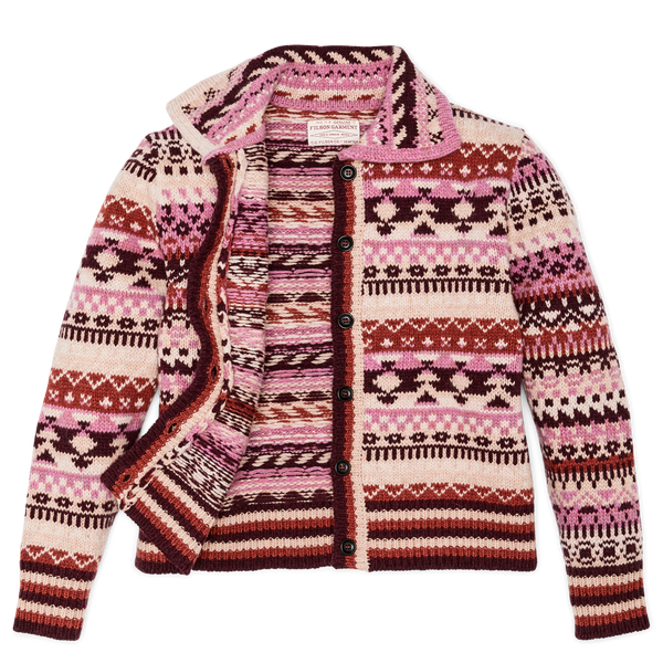 Filson Women's Fair Isle Cardigan Burgundy / Cream / Multi