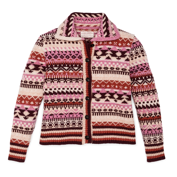 filson Women's Fair Isle Cardigan Burgundy / Cream / Multi